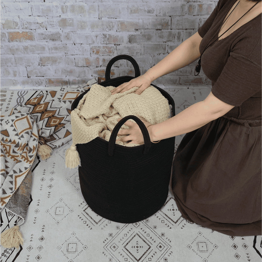 Black Cotton Rope Basket
