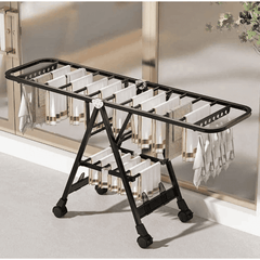 Black Movable Outdoor Drying Rack 1.7M with Wheels