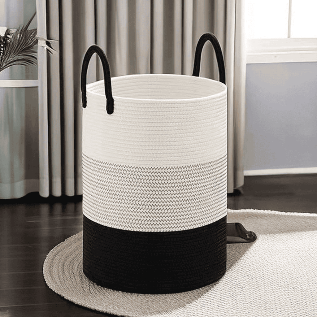 Black-White Cotton Rope Basket