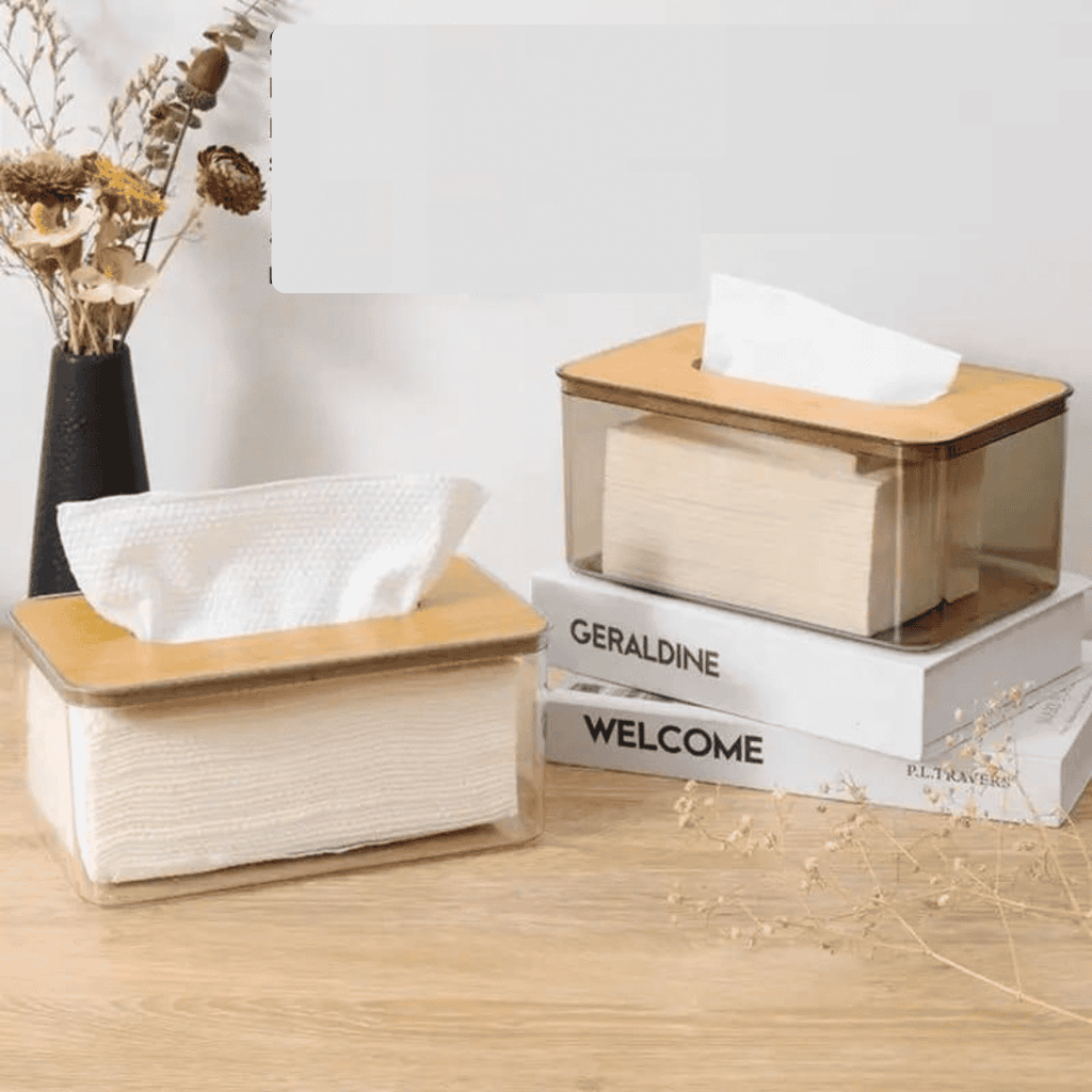 Nordic Minimalist Tissue Box / Serviette Holder with Bamboo Lid
