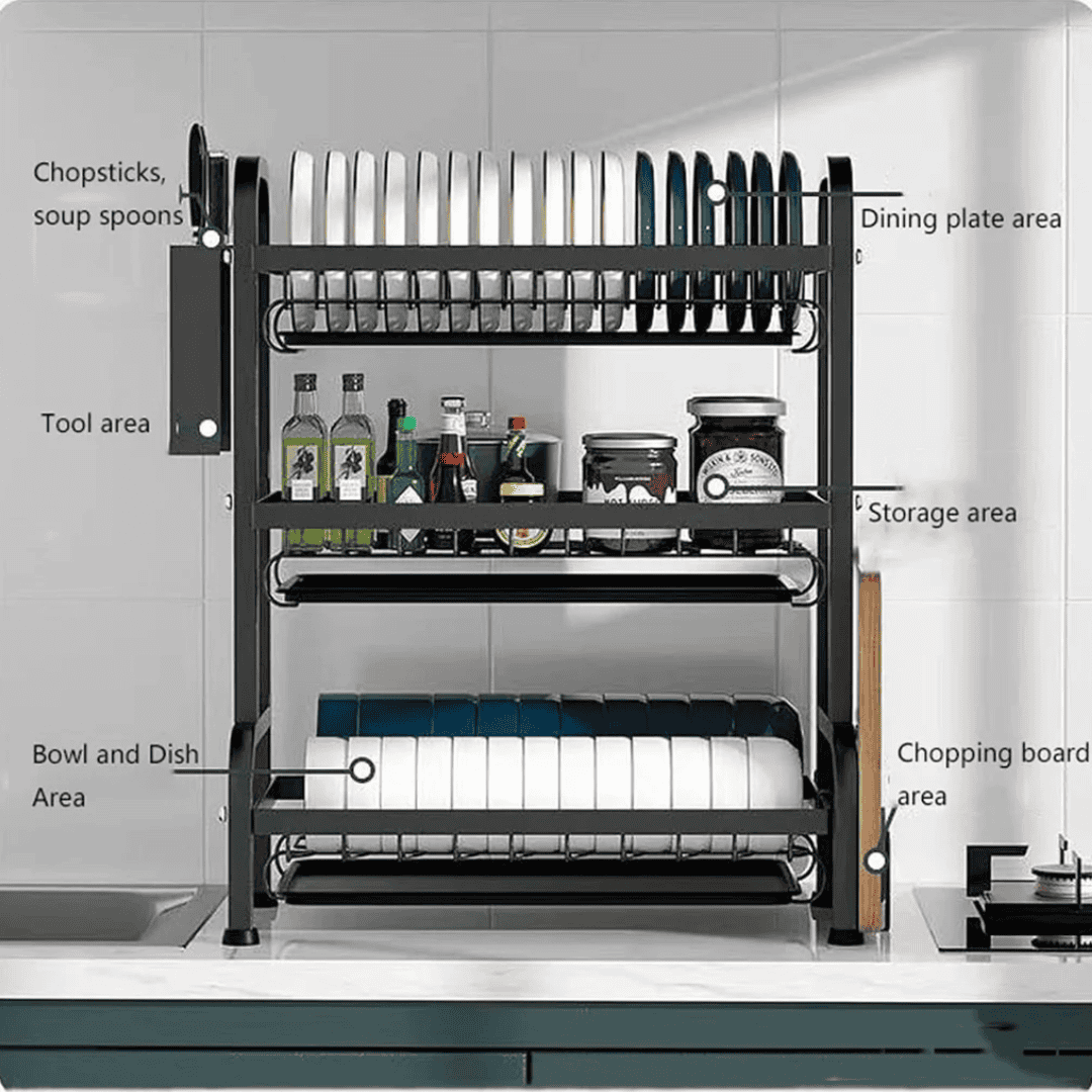 3 Tier Carbon Steel Dish Rack