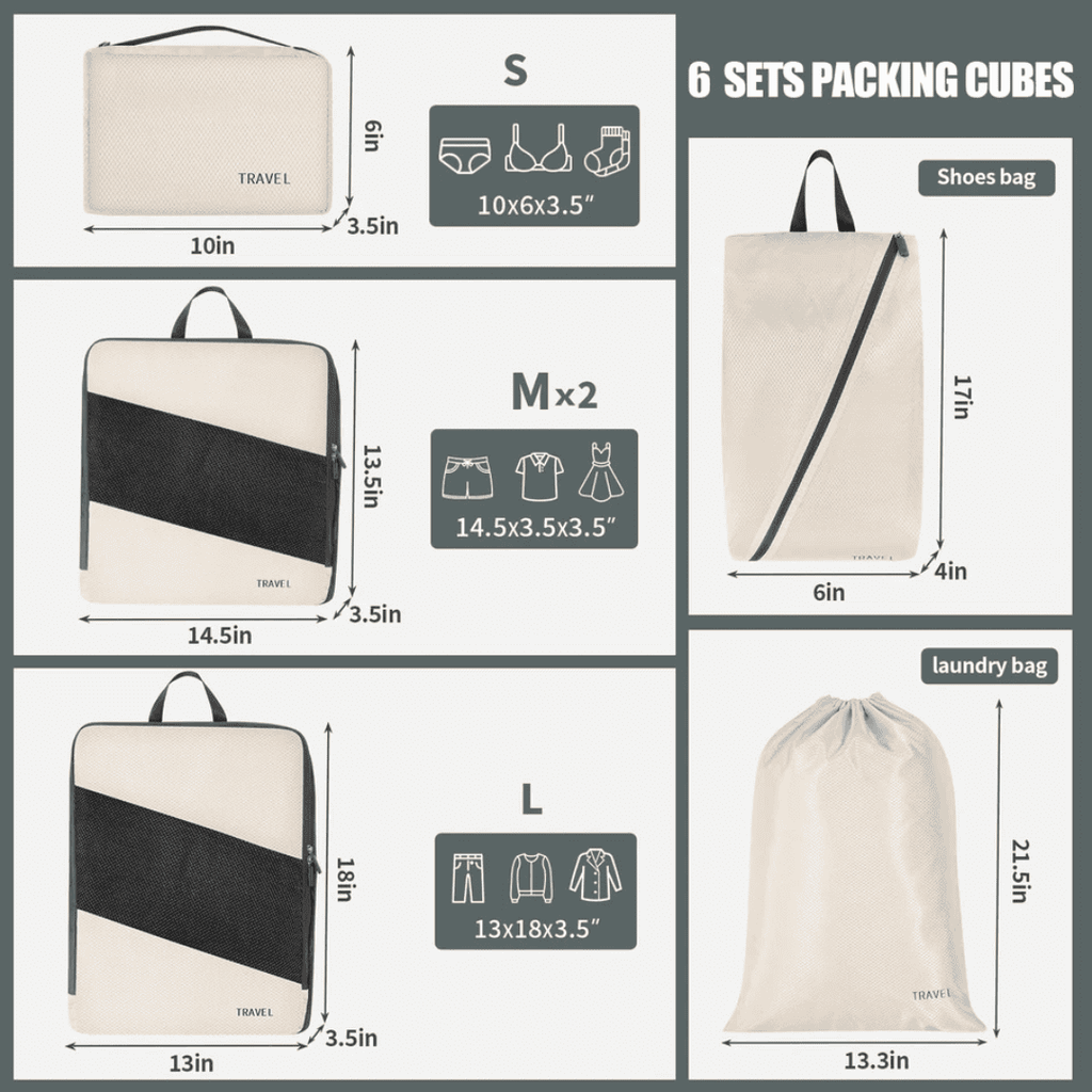 6pcs Set Compression Travel Bags