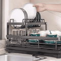 2-Tier Dish Rack with Cutlery and Chopping Board Holder