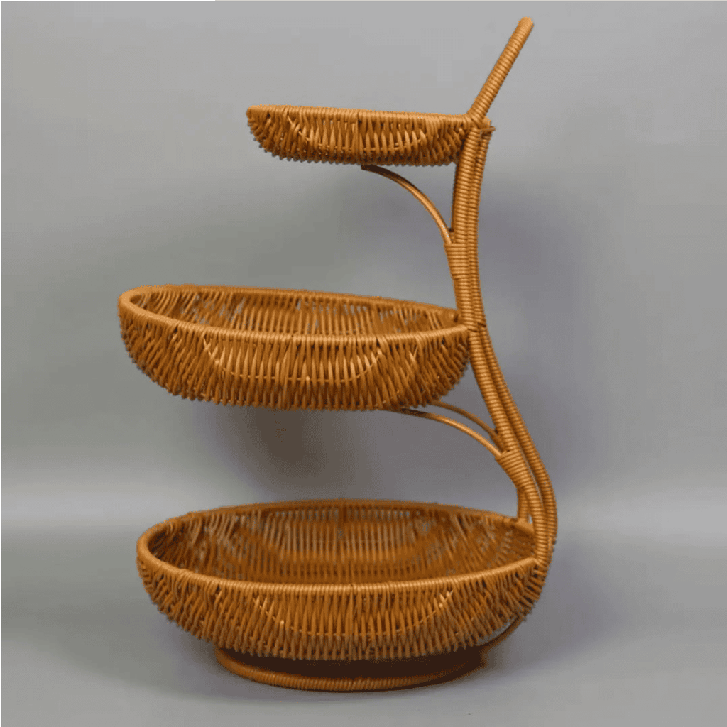 3-Tier Handmade Rattan Fruit Rack