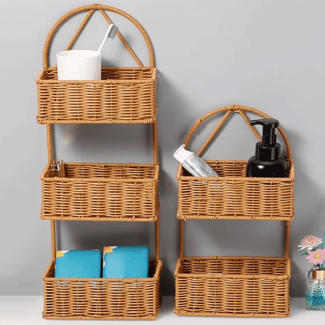 3-Layer Rattan Shower Caddy