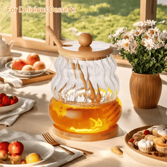 Honey Oil Jar with Bamboo Lid and Dipper