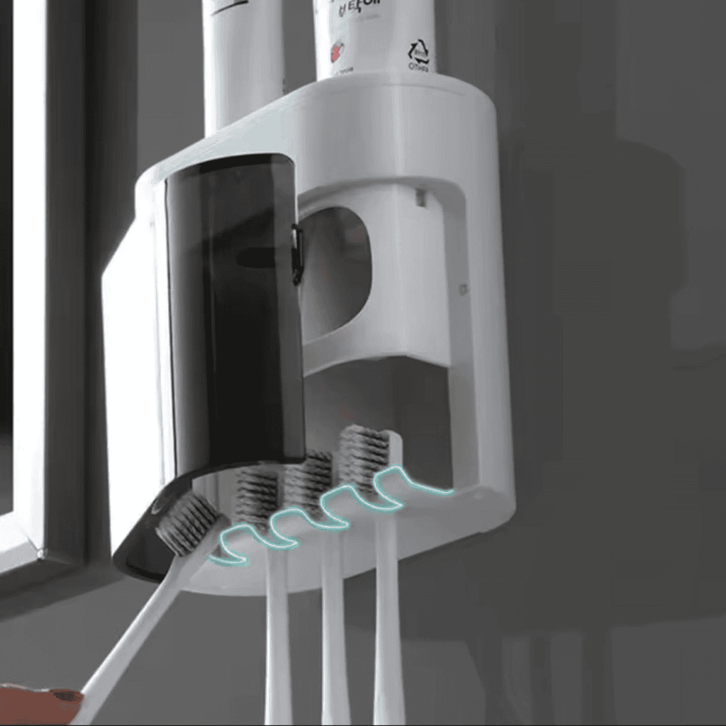 Wall-Mounted Automatic Toothpaste Dispenser with Magnetic Toothbrush Holder