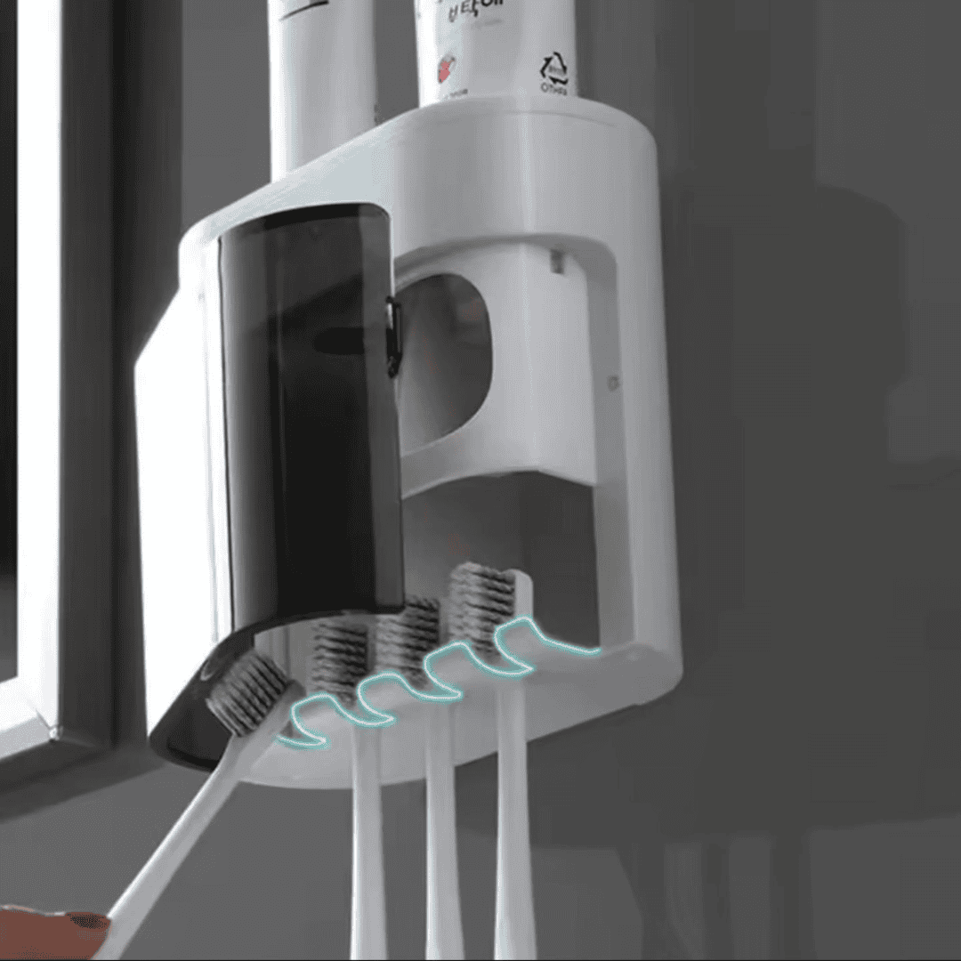 Wall-Mounted Automatic Toothpaste Dispenser with Magnetic Toothbrush Holder