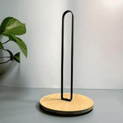 Metallic Paper Towel Holder with Bamboo Base