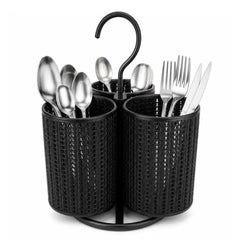 3-Compartments Rotating Stainless Cutlery Organizer