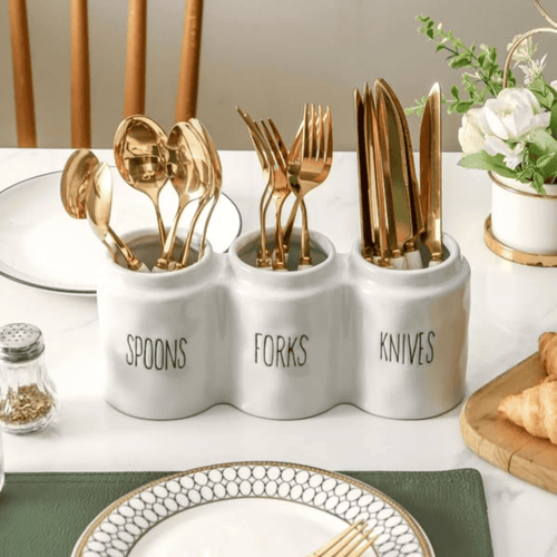 3 Compartment Ceramic Cutlery Holder