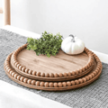 Rustic Wooden Round Beaded Tray