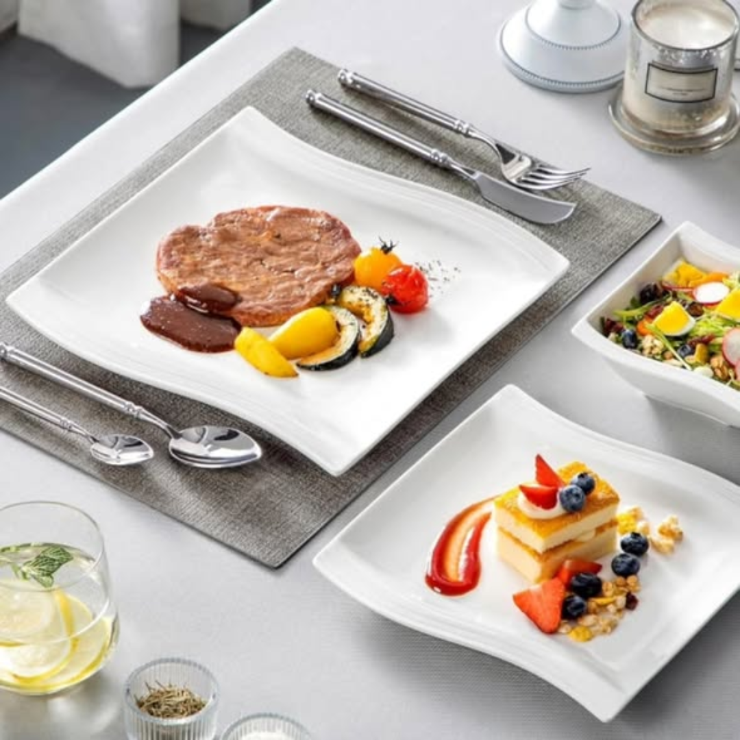6pc Fancy With Line Dessert Plate