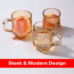 6-Piece Amber Glass Mug Set