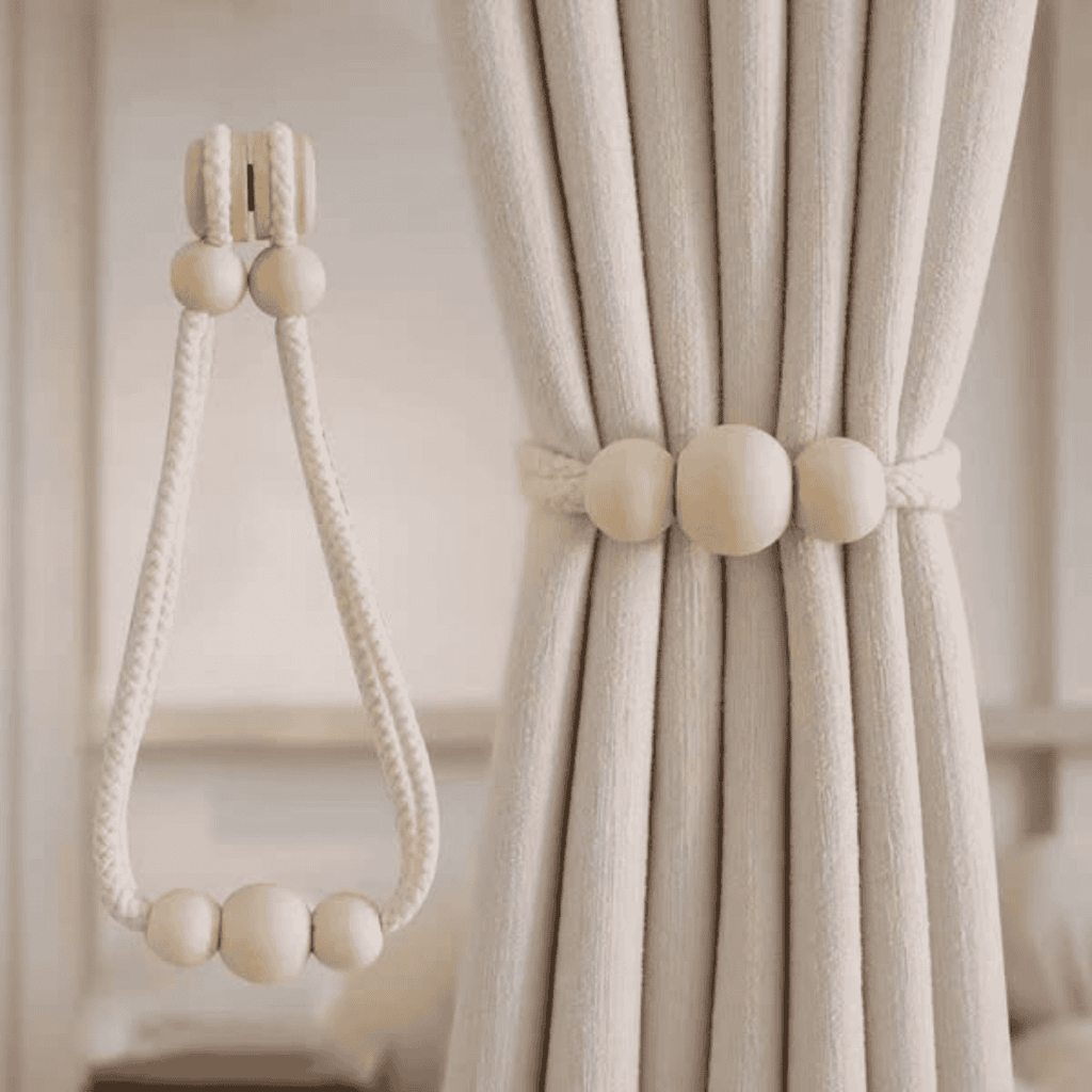 2pcs Magnetic Curtain Binding Straps with Solid Wood