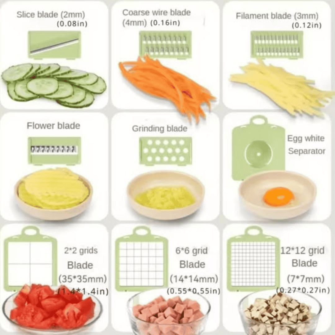 9Pcs Vegetable Chopper Cutter