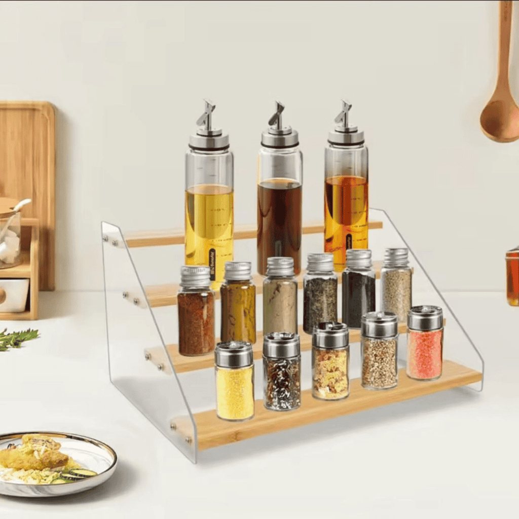 4 Tier Bamboo and Acrylic Multi-Purpose Stand
