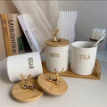 3pcs Ribbed Tea Coffee and Sugar Canisters