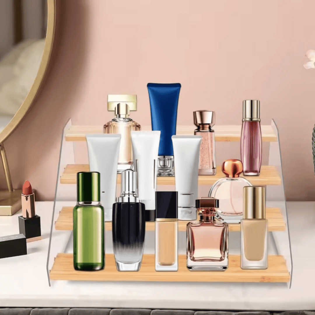 4 Tier Bamboo and Acrylic Multi-Purpose Stand