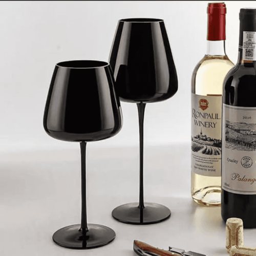 2pcs Long Stem Black Wine Glasses
