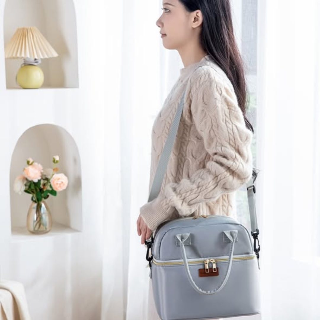 Double layer insulated lunch bag