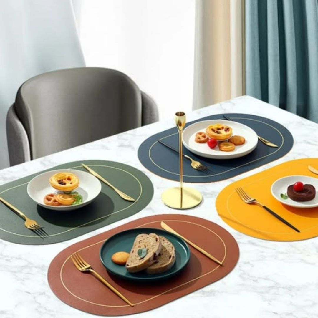 6 pcs Nordic Double sided leather Anti-slip table Mats