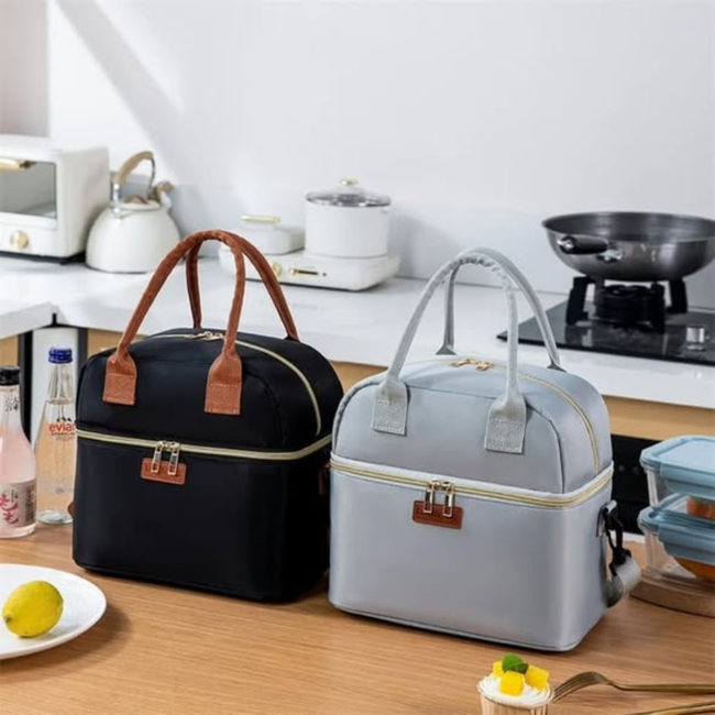 Double layer insulated lunch bag