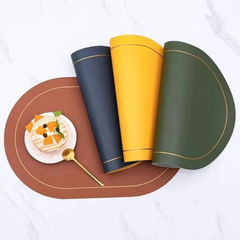 6 pcs Nordic Double sided leather Anti-slip table Mats