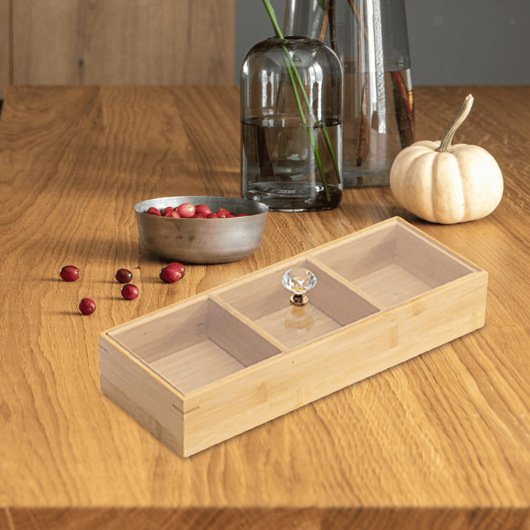 3-Slot Wooden Tea Bag / Candy Organizer