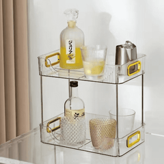 2 Layer Multipurpose Gold Organizer / Storage Jewelry Holder Cosmetics Vanity Tray