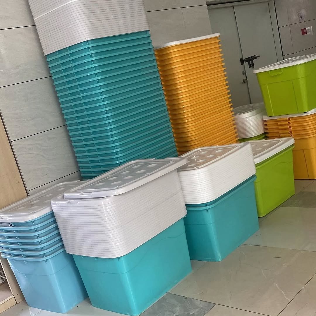Storage Buckets with Lid and Pulley Wheels