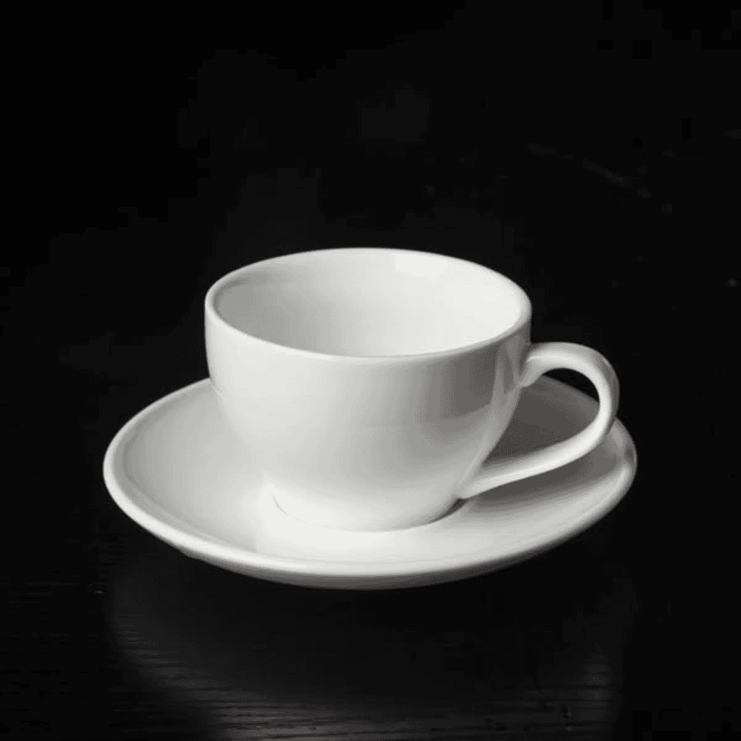 12Pcs White Cup and Saucer Set