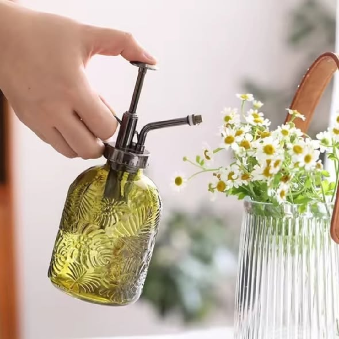 Glass plant mister spray bottle