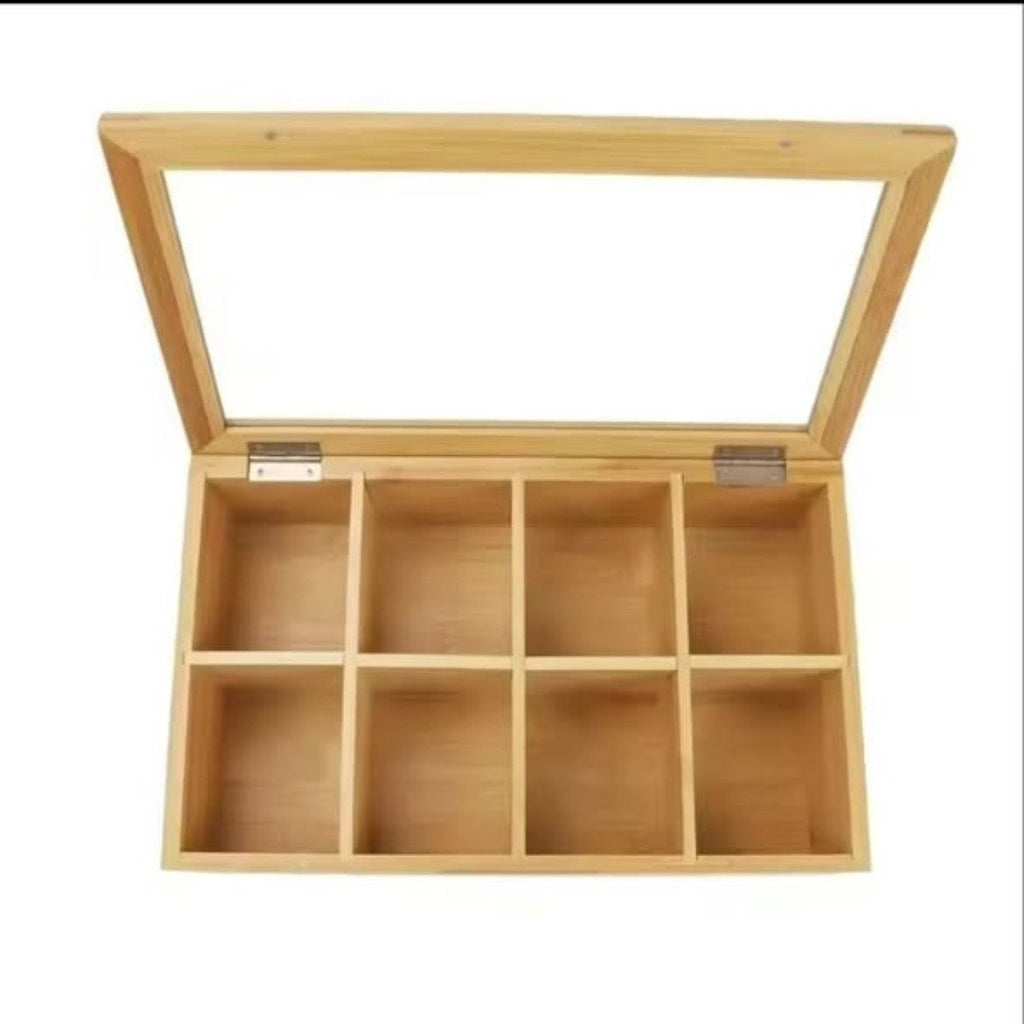 6 Slots Bamboo Wooden Teabag Organizer