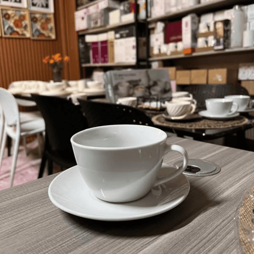 12Pcs White Cup and Saucer Set