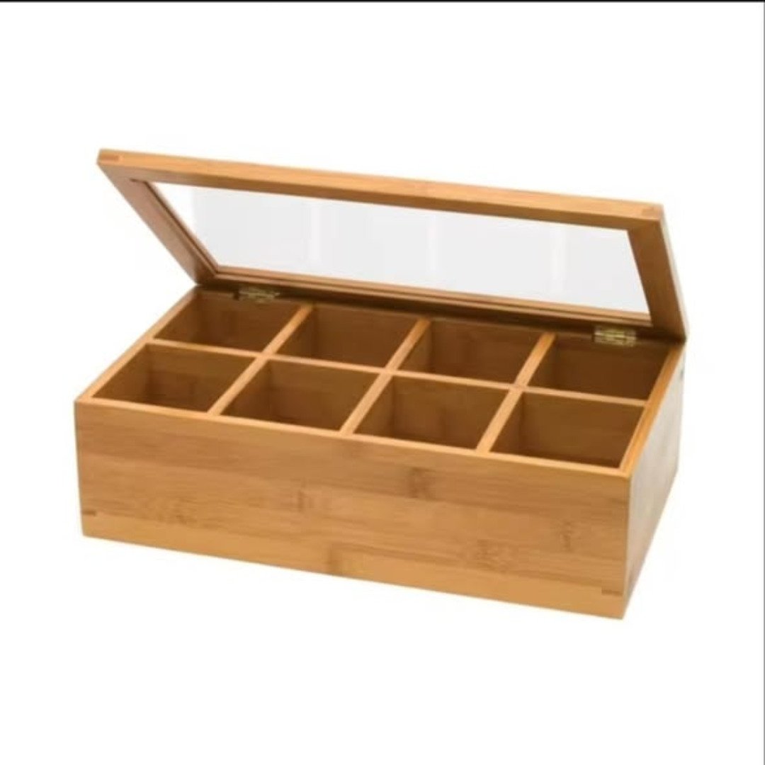 6 Slots Bamboo Wooden Teabag Organizer
