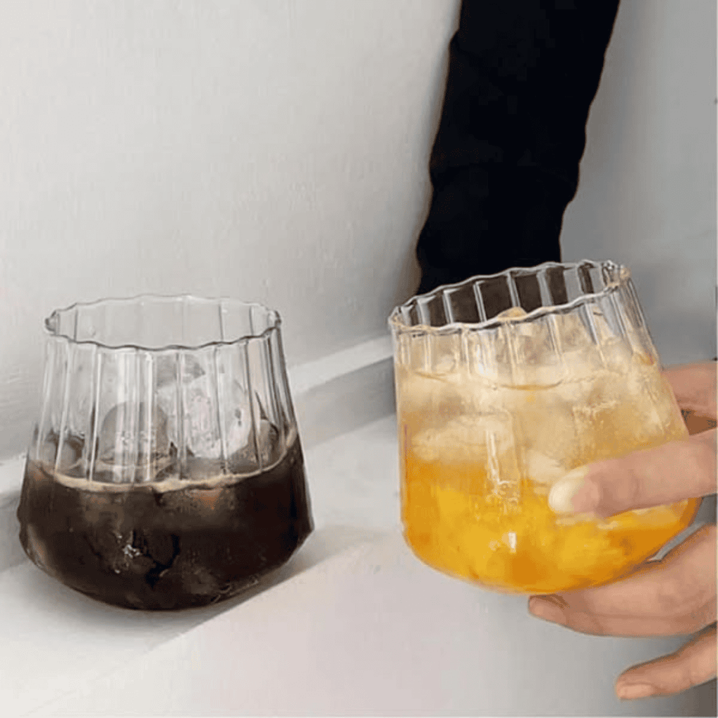 6pcs High Borosilicate Vertical Lines Latte Glasses