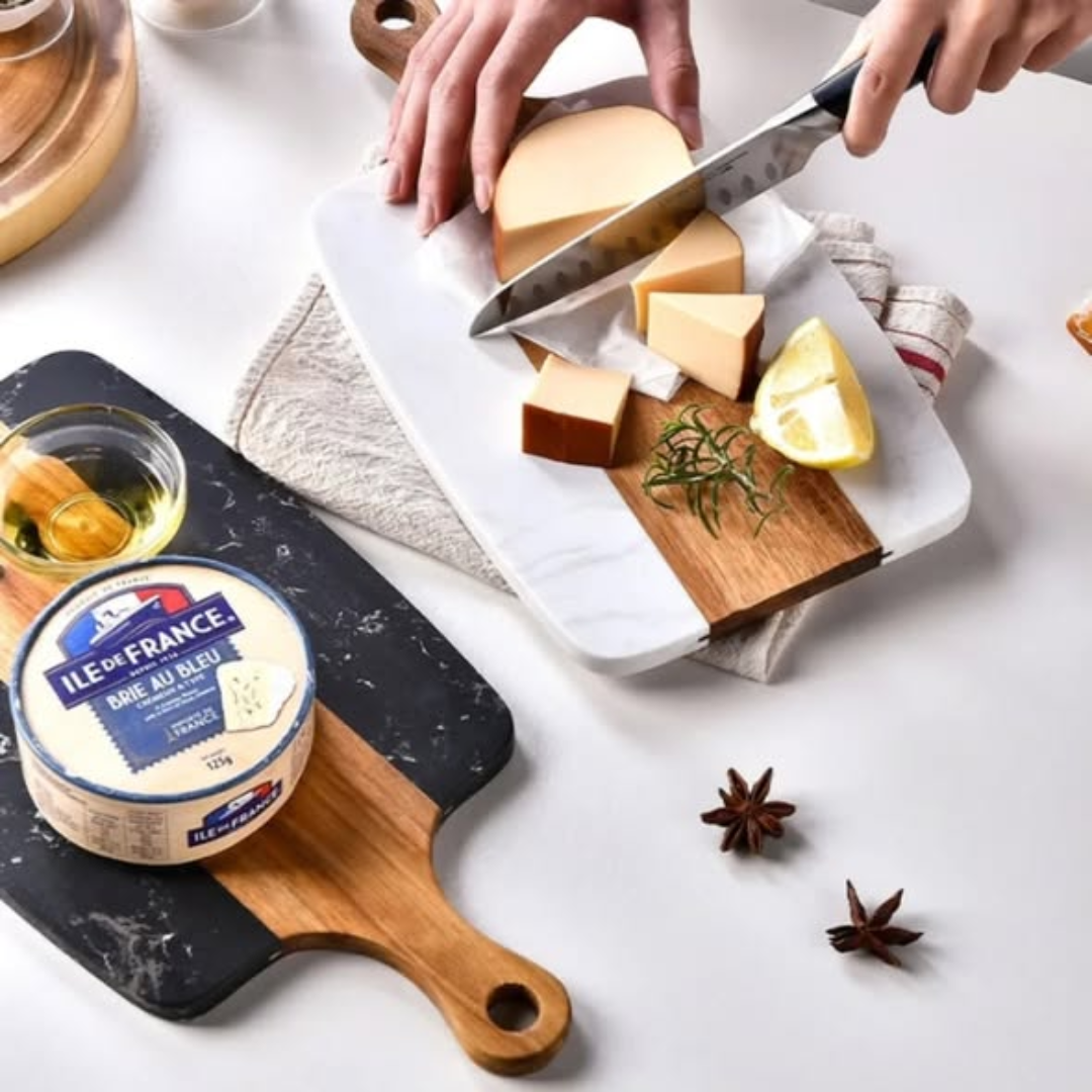 Rectangular Acacia Wood and Marble Cutting Board