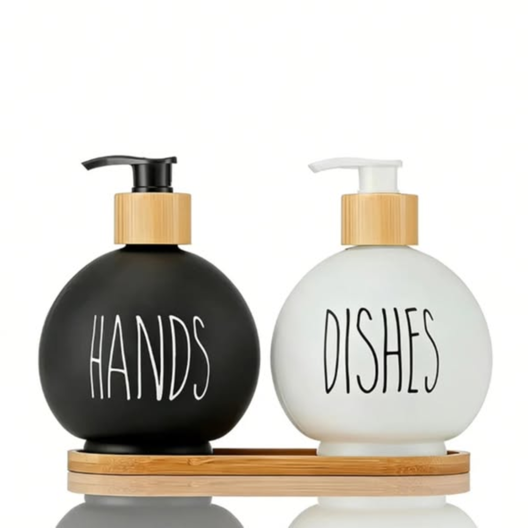 500ml black and white glass soap dispenser