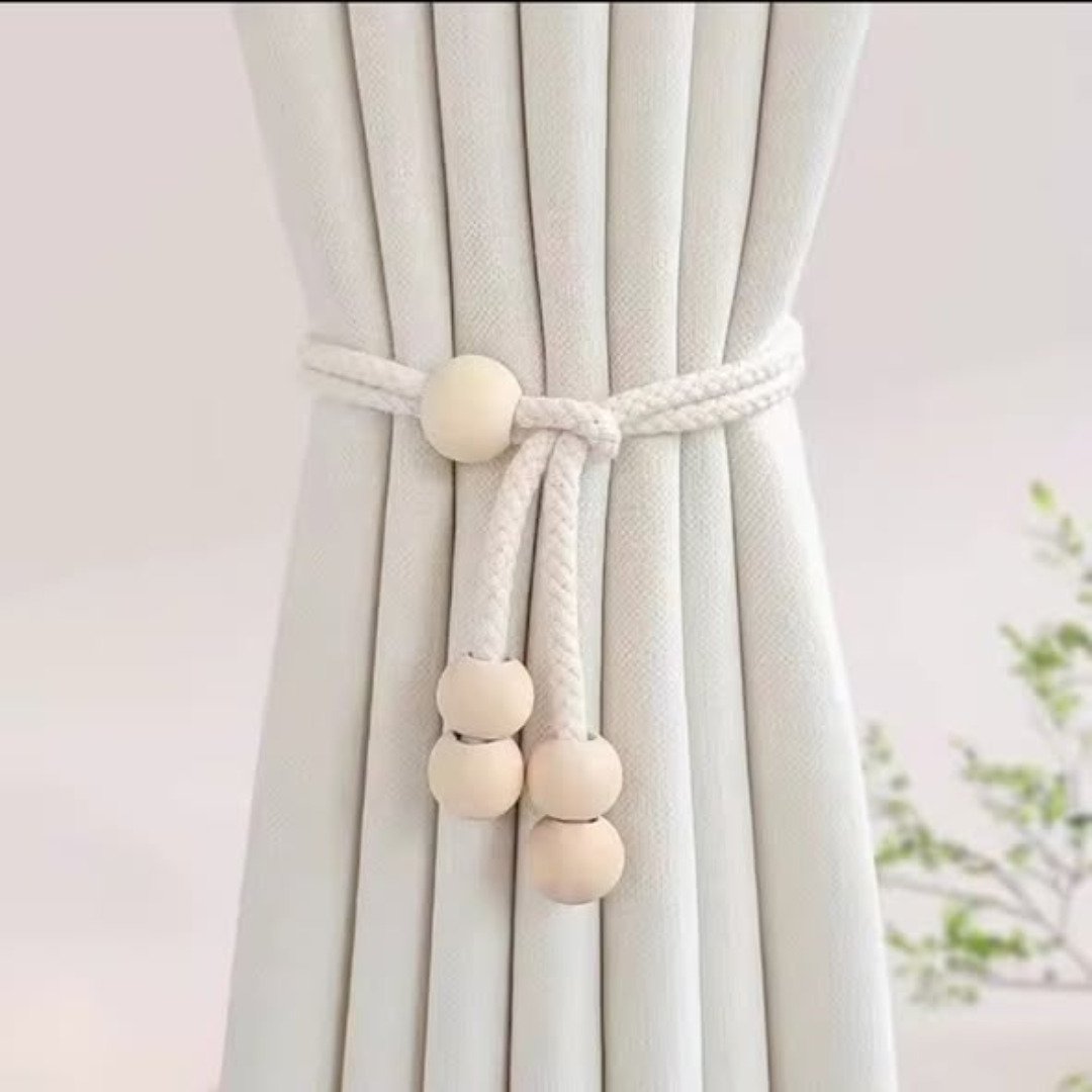 2pcs Wooden Beaded Curtain Tiebacks