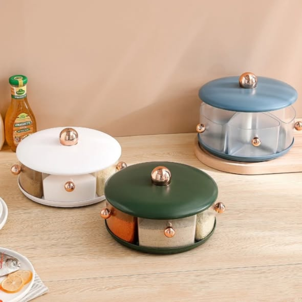 Round multigrid seasoning rotatable box jar
