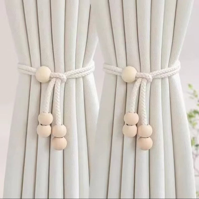 2pcs Wooden Beaded Curtain Tiebacks