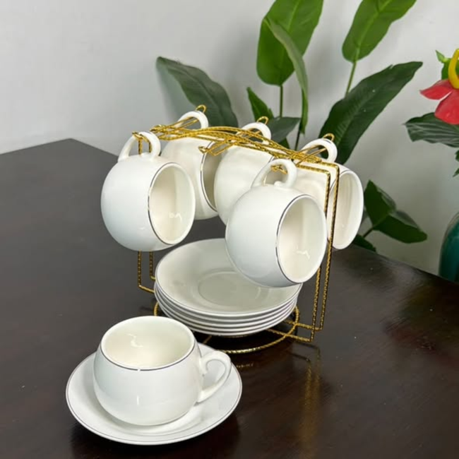 Bone China White and Gold rim Tea Set