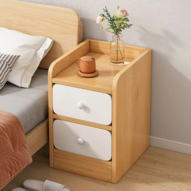 Minimalist wooden bedside table