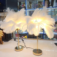 Modern Bedside LED White Feather Table Lamp