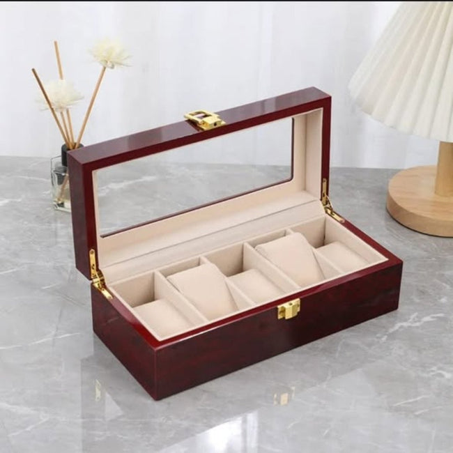 Luxurious glossy wooden watch case