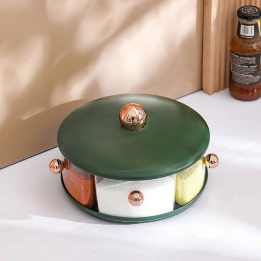 Round multigrid seasoning rotatable box jar
