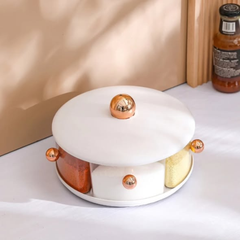 Round multigrid seasoning rotatable box jar
