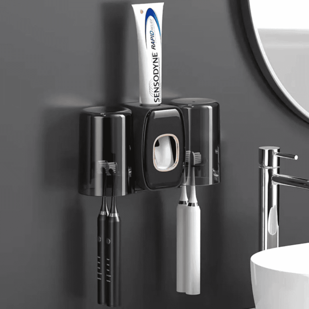 Automatic Toothpaste Dispenser with Toothbrush Holder and Cups