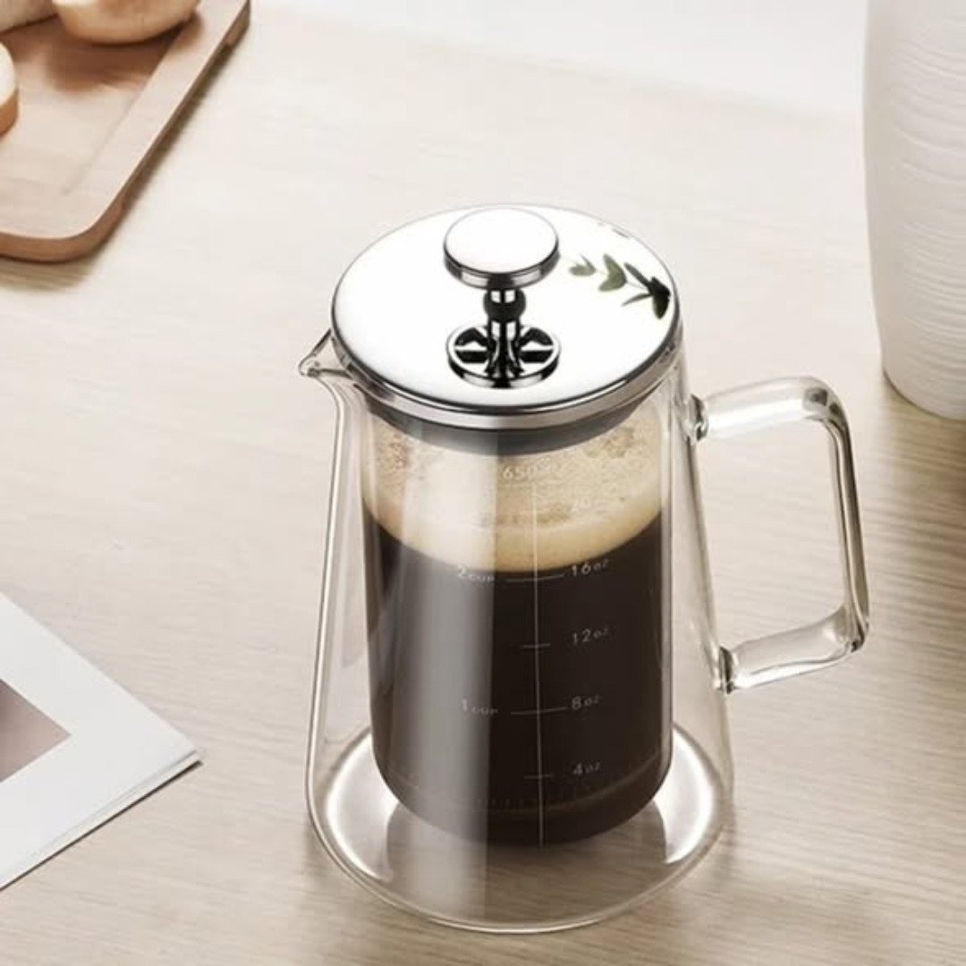 Double walled borosilicate French press coffee maker